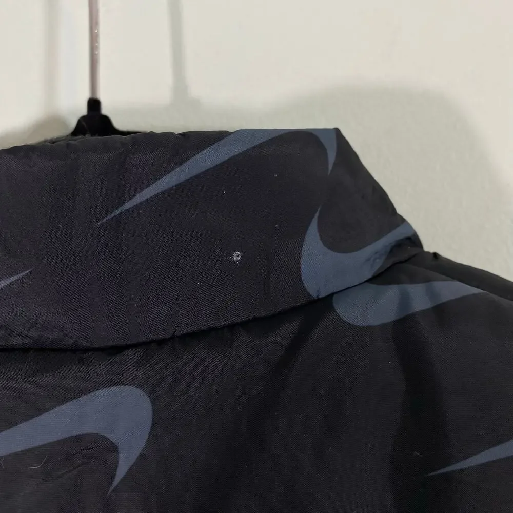 Nike Girl's Grey Allover Nike Logo Full Zip Puffer Vest Size 6X NWT